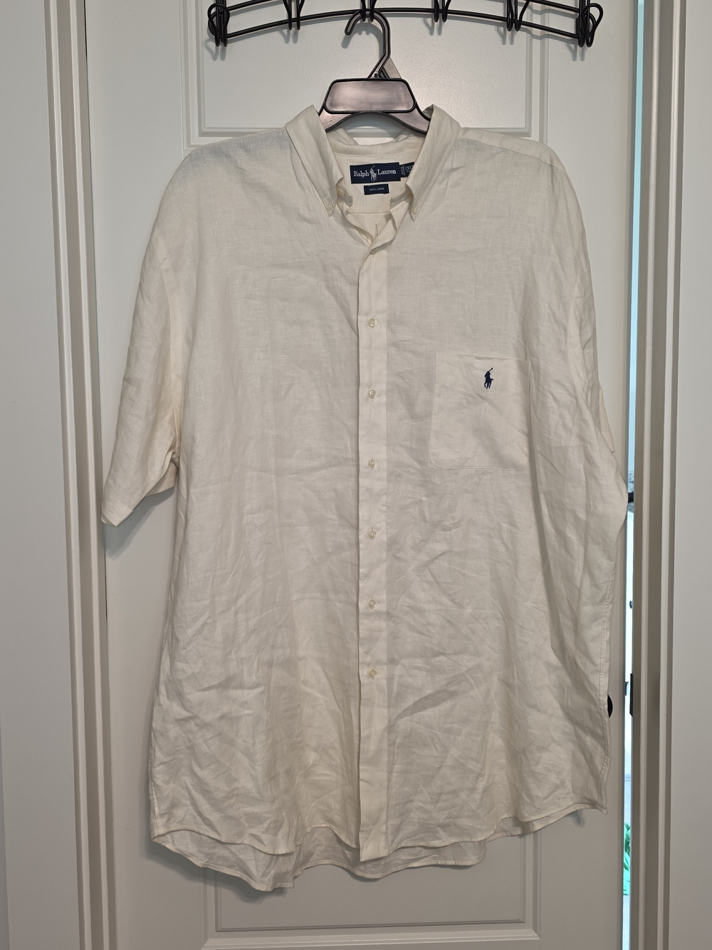 Polo Ralph Lauren Men's White 100% Linen Short Sleeve Shirt 2XLT Big & Tall